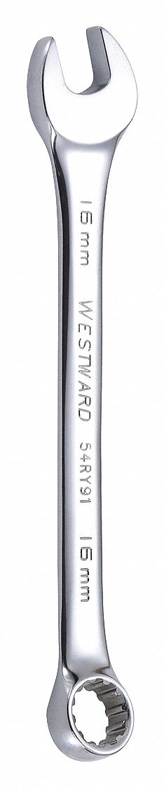 COMBINATION WRENCH, ALLOY STEEL, CHROME, 16 MM HEAD SIZE, 8 1/4 IN OVERALL L, OFFSET