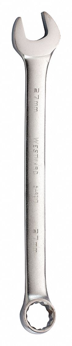 COMBINATION WRENCH, ALLOY STEEL, SATIN, 27 MM HEAD SIZE, 14 IN OVERALL L, OFFSET