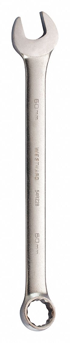 Combination Wrench: Alloy Steel, Satin, 60 mm Head Size, 27 1/8 in Overall Lg, Offset