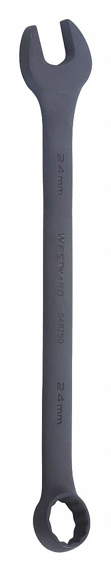 COMBINATION WRENCH, ALLOY STEEL, BLACK OXIDE, 24 MM HEAD SIZE, 12⅜ IN OVERALL L, OFFSET