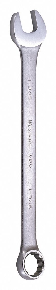 Combination Wrench: Alloy Steel, Satin, 1 3/16 in Head Size, 16 1/4 in Overall Lg, Offset