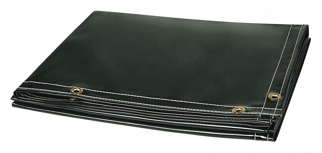 Welding Curtain: Vinyl, 6 ft Ht, 10 ft Wd, Green