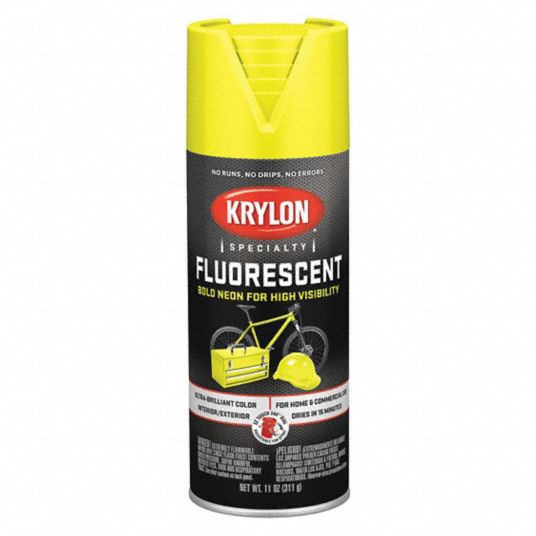 KRYLON Fluorescent Spray Paint in Gloss Lemon Yellow for Ceramic, Fabric, Metal, Paper, Plaster