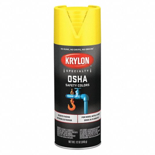 Krylon Osha Spray Paint In Gloss Safety Yellow For Iron Metal Paper Wood 12 Oz 54tj90 K01813777 Grainger