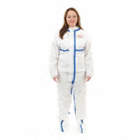 DISPOSABLE COVERALLS, NON-WOVEN LAMINATE, BOOTS W/COVERS, TAPED SEAM, 4XL