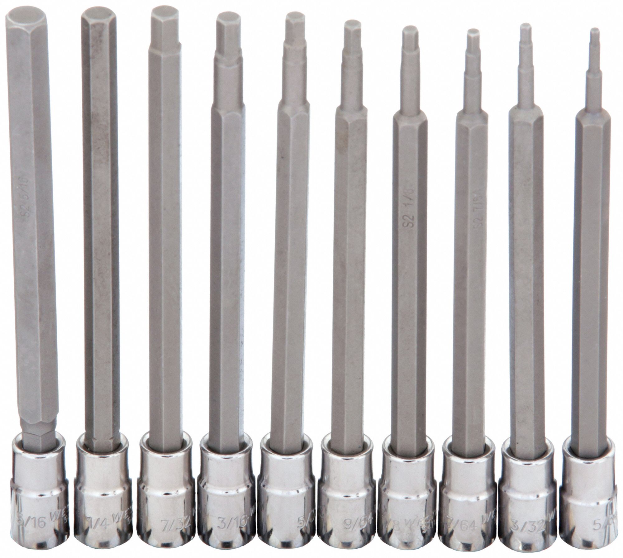 SOCKET BIT SET,1/4" DRIVE,SAE,10 PCS.