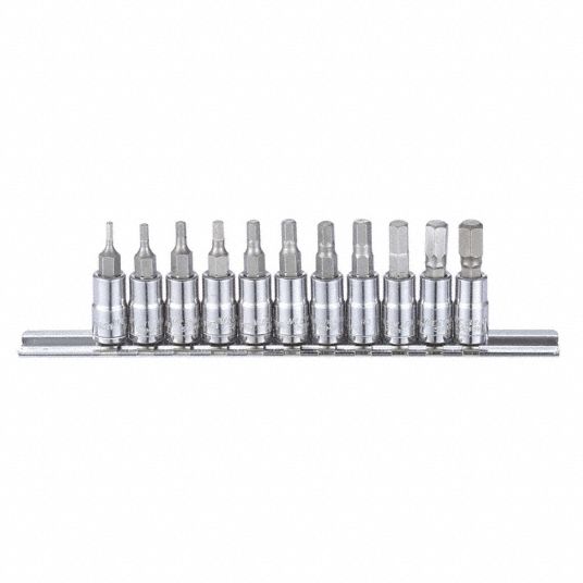 Westward Socket Bit Set Tip Size 2 Mm 2 5 Mm 3 Mm 3 5 Mm 4 Mm 4 5 Mm 5 Mm 5 5 Mm 6 Mm 7 Mm 8 Mm 54tm03 54tm03 Grainger