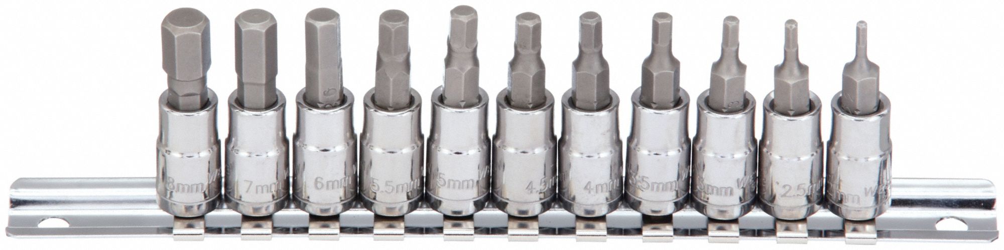 SOCKET BIT SET,1/4" DRIVE,METRIC,11 PCS.