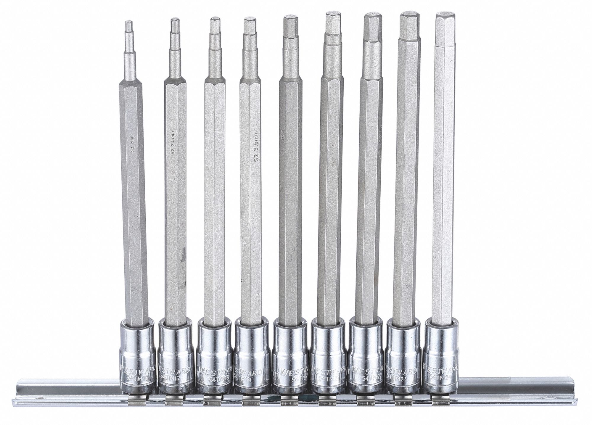 Westward Socket Bit Set Tip Size 2 Mm 2 5 Mm 3 Mm 3 5 Mm 4 Mm 4 5 Mm 5 Mm 5 5 Mm 6 Mm 54tm15 54tm15 Grainger