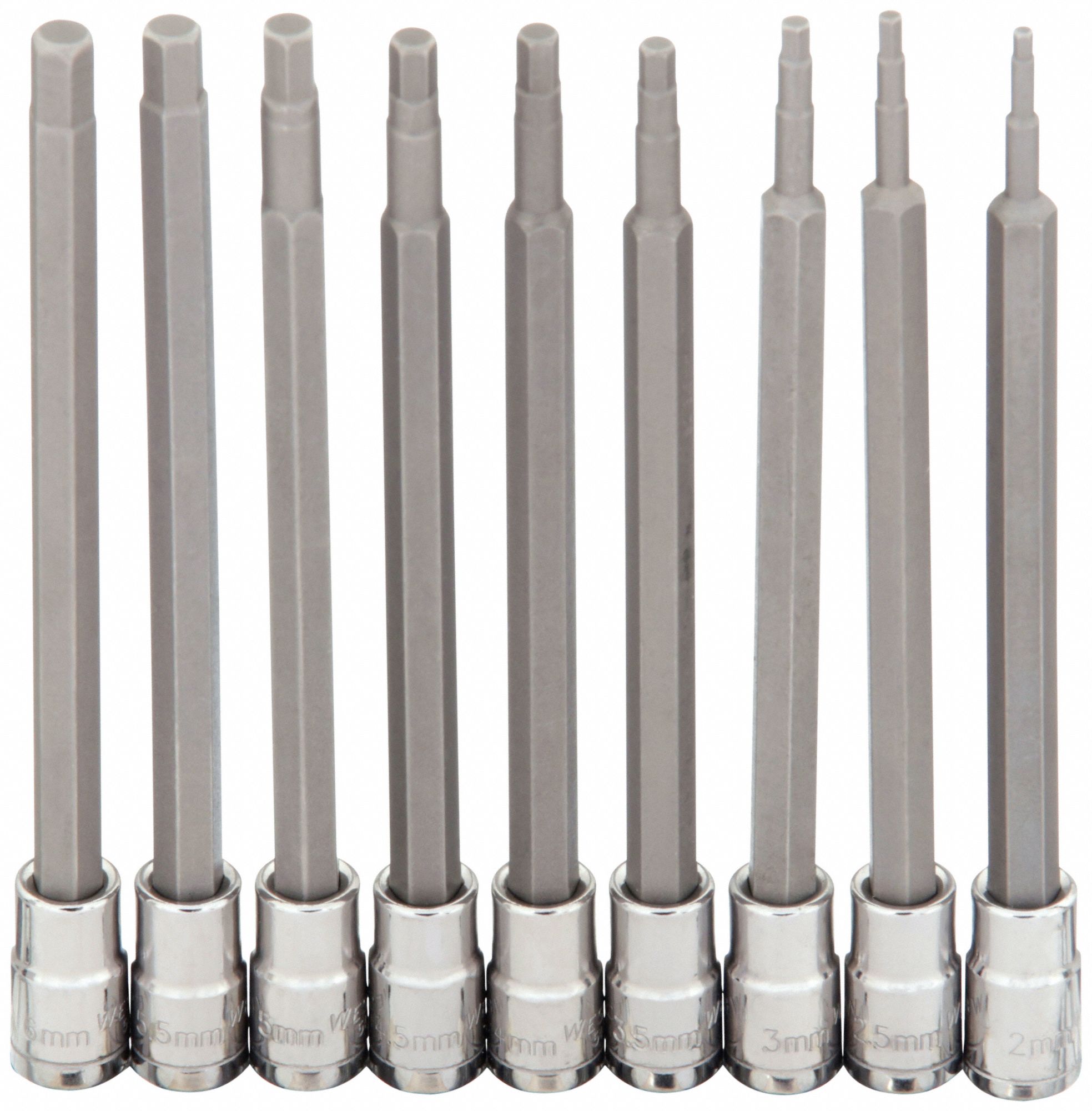 SOCKET BIT SET,1/4" DRIVE,METRIC,9 PCS.