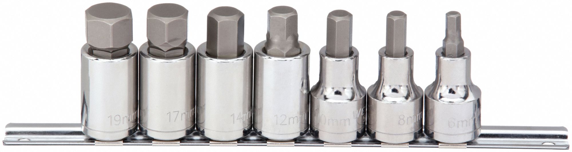 SOCKET BIT SET,1/2" DRIVE,METRIC,7 PCS.