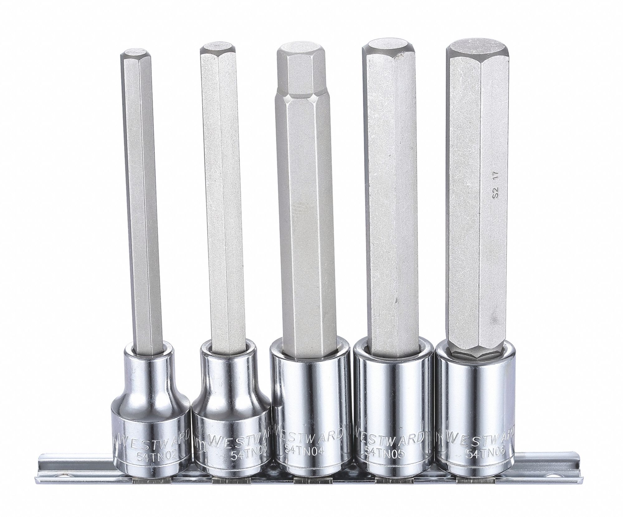WESTWARD Socket Bit Set, Tip Size 10 mm, 12 mm, 14 mm, 17 mm, 8 mm, Tip
