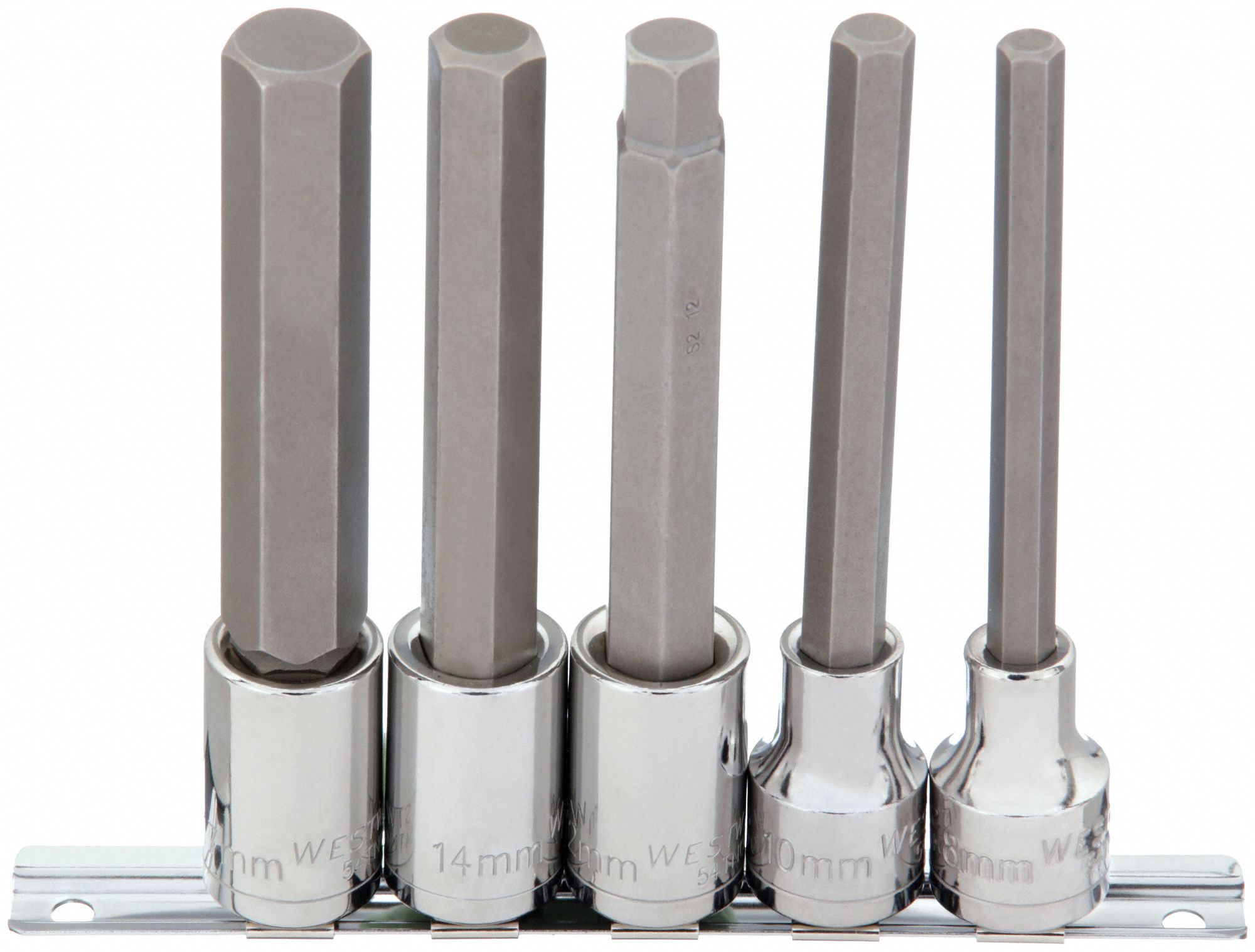 WESTWARD BIT HEX SOCKET SET 1/2IN DR 10 P - Socket Bit Sets