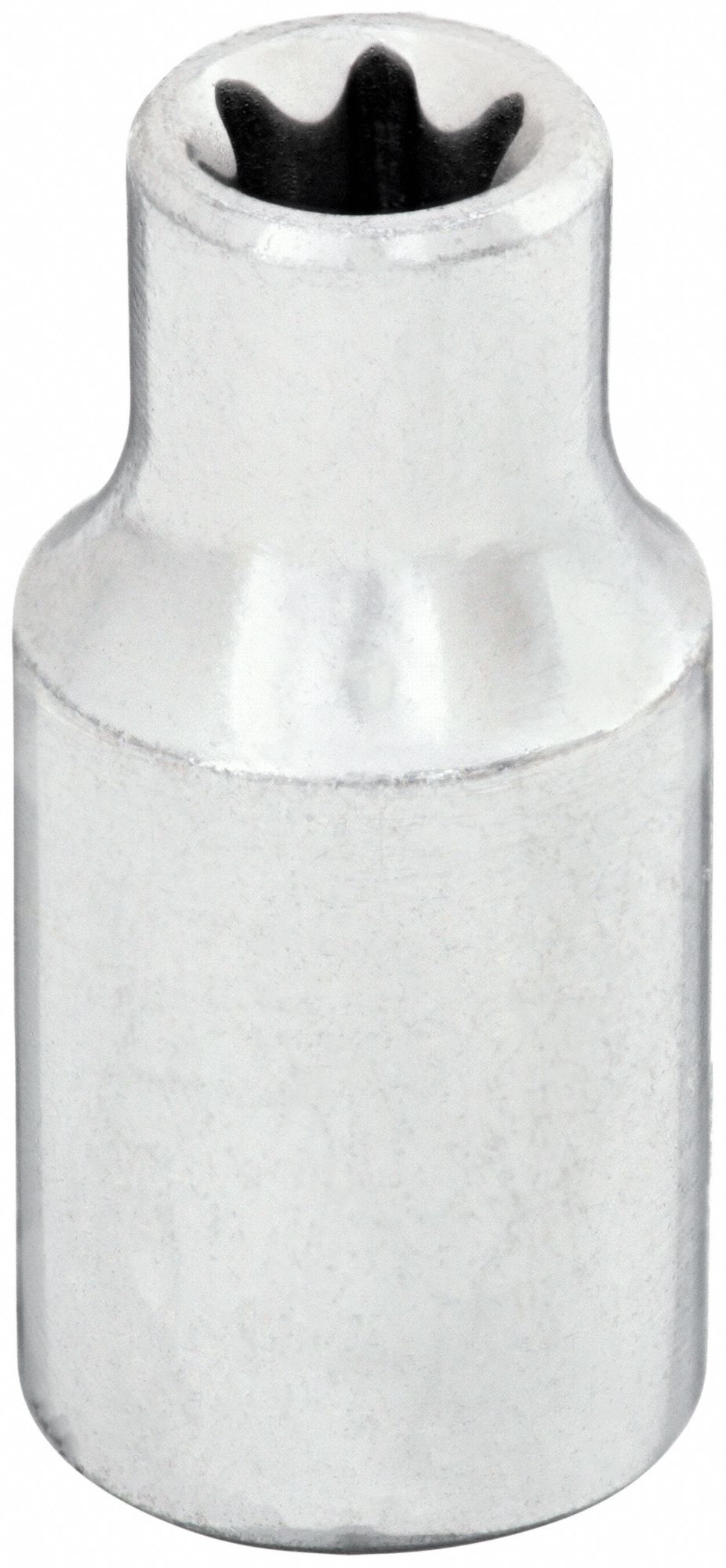 Socket: 1/4 in Drive Size, E5 Socket Size, External Torx, Std, Chrome