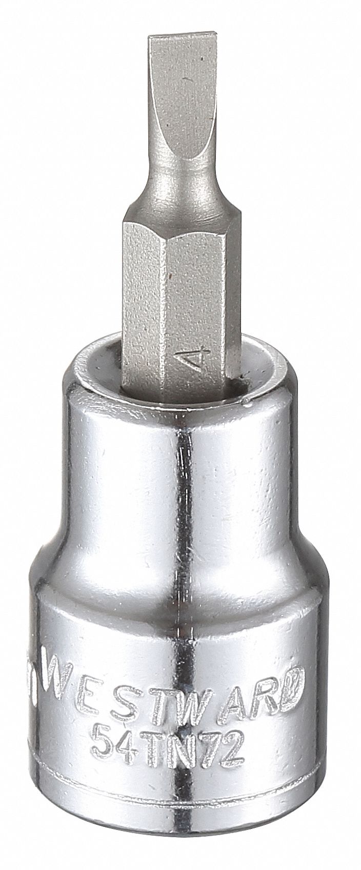 WESTWARD Socket Bit, Slotted, 4mm Tip, 1-3/4