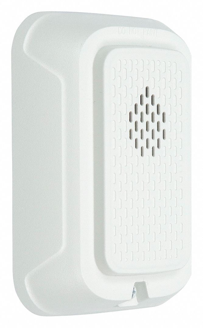 Horn: 12/24V, Horn Sound, White, Indoor, Horn, 1 1/4 in Overall Dp, Wall Mount, HWL