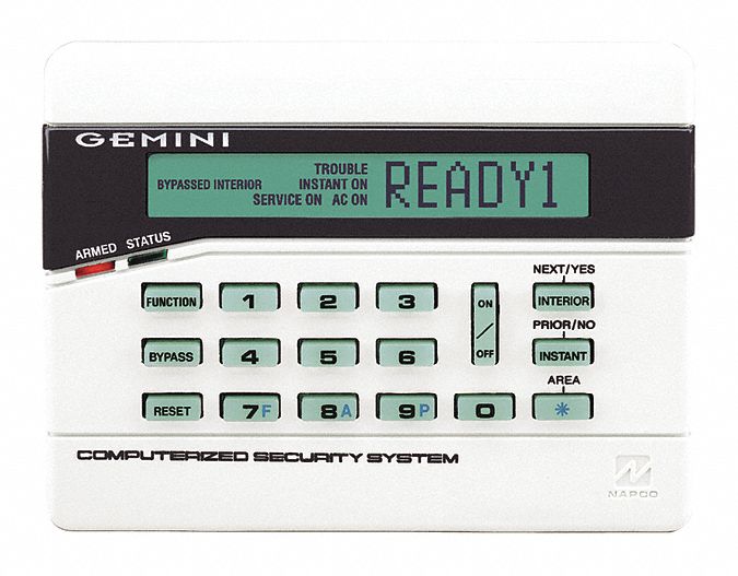 Intrusion System Alphanumeric Keypads: 4 3/8 in Overall Ht, 1 1/8 in Overall Lg, LCD