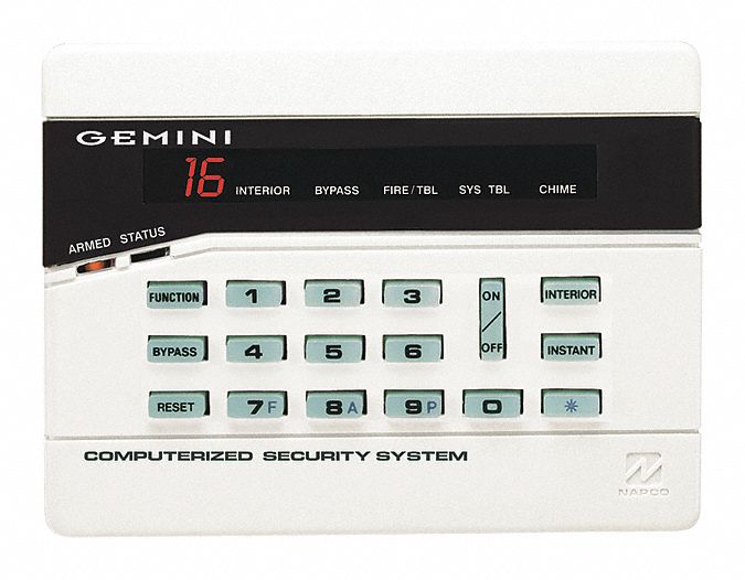 Intrusion System Keypads: 4 3/8 in Overall Ht, 1 1/8 in Overall Lg, 5 7/8 in Overall Wd, LED