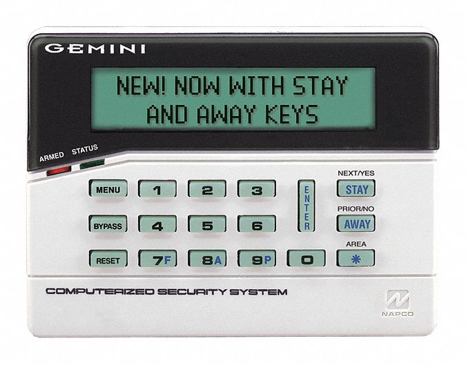 Intrusion System Keypads: 4 3/8 in Overall Ht, 1 1/8 in Overall Lg, 5 7/8 in Overall Wd, LCD