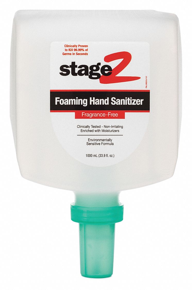 Hand Sanitizer: Cartridge, Foam, 1,000 mL Size, Requires Dispenser, Unscented, 2XL, 4 PK