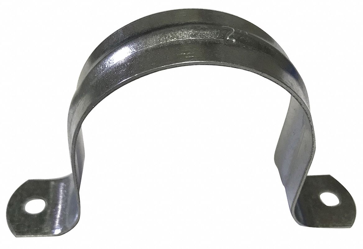 PIPE STRAP: GALVANIZED STEEL, FOR 2 IN PIPE, FOR 2 ⅜ IN COPPER TUBE, FOR 2 ⅜ IN MAX OD