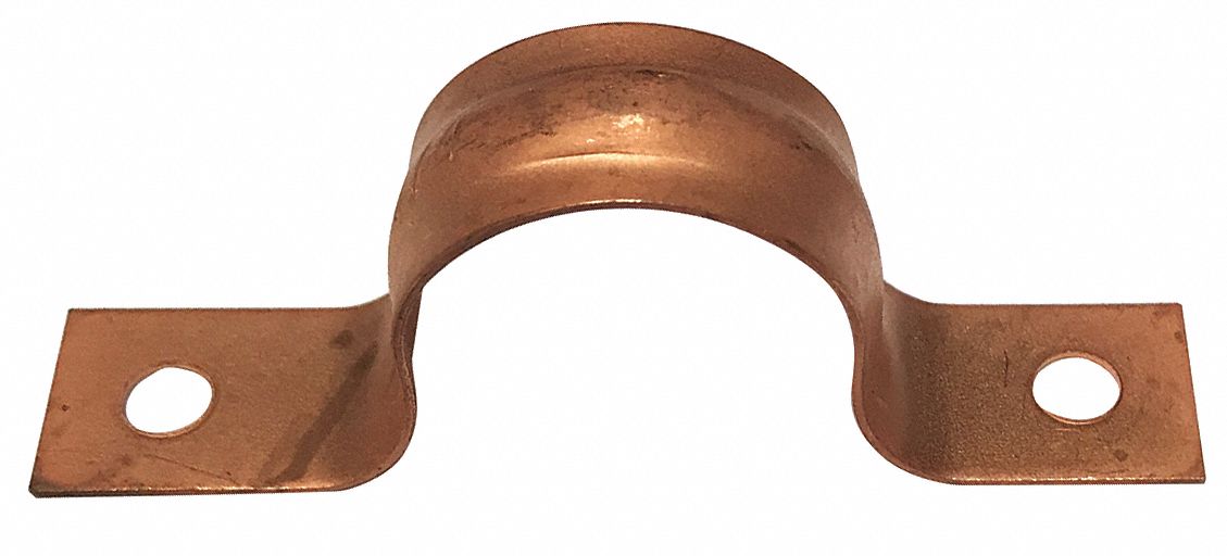 PIPE STRAP: COPPER-PLATED STEEL, FOR ¾ IN PIPE, FOR 7/8 IN COPPER TUBE, FOR 7/8 IN MAX OD