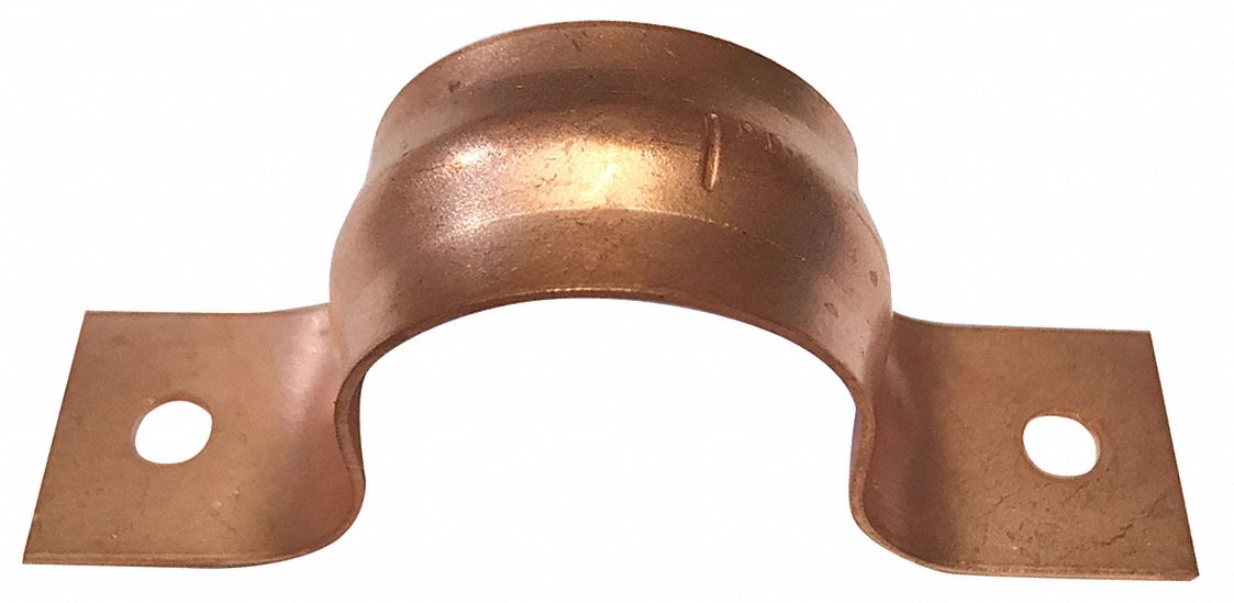 PIPE STRAP: COPPER-PLATED STEEL, FOR 1 IN PIPE, FOR 1⅛ IN COPPER TUBE, FOR 1⅛ IN MAX OD