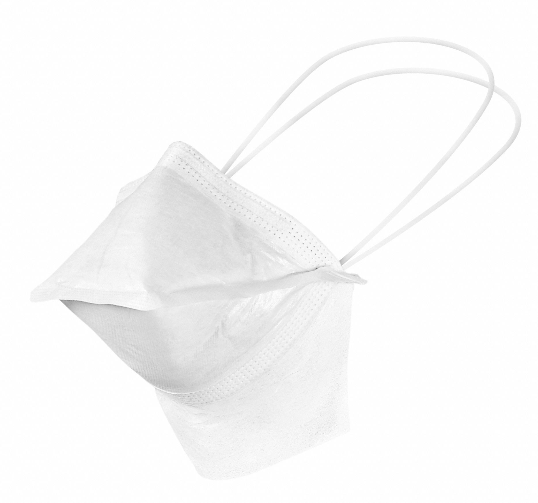 Cleanroom Mask: Dual, Non-Adj, Metal Nose Clip, Polypropylene, White, M Mask Size, 300 PK
