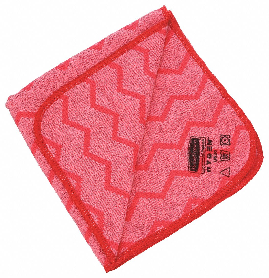 Rubbermaid Commercial Products Light Duty, Microfiber Cloth, Red, 16" x