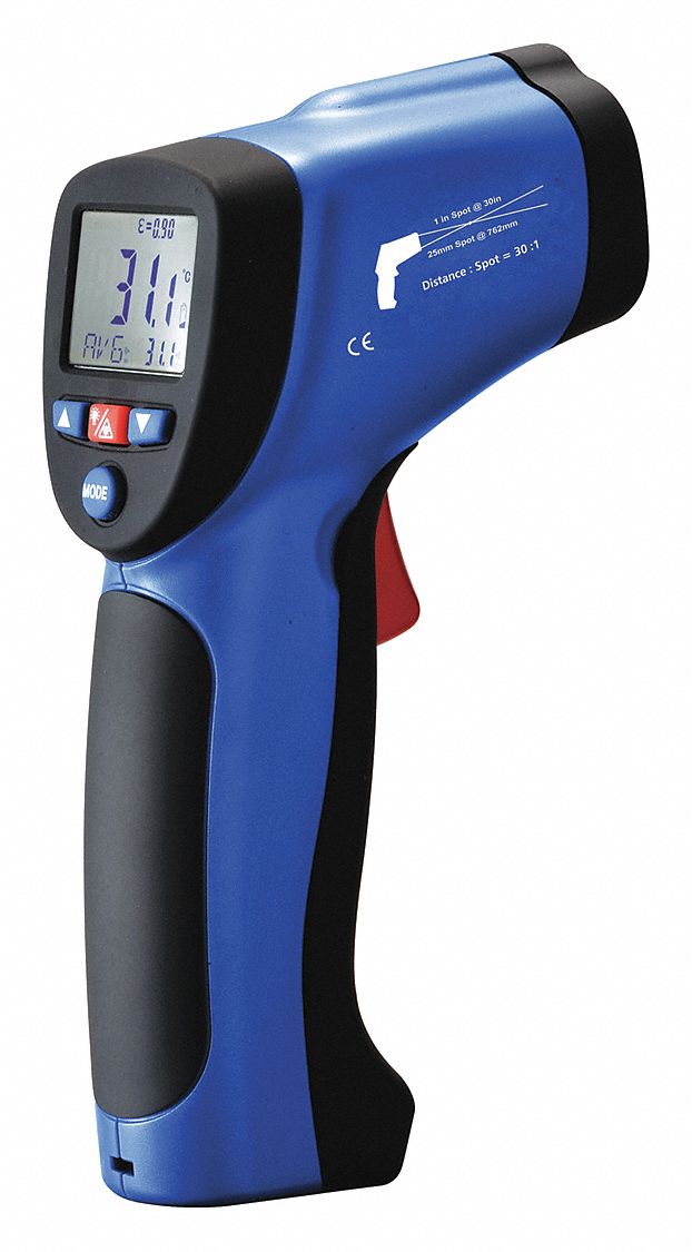 WESTWARD Infrared Thermometer: -58° to 2282°, Adj 0.10 to 1.00, Dual