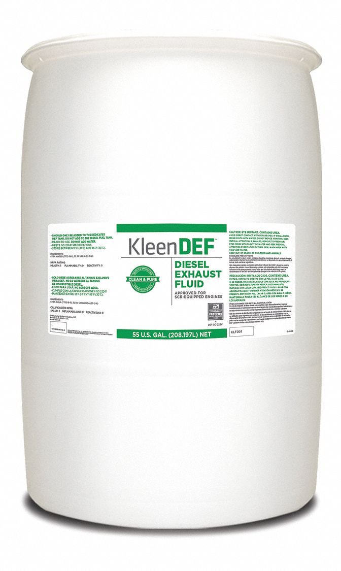 Diesel Exhaust Fluid: Kleen DEF, 55 gal Container Size, Drum, API/ISO-22241-1