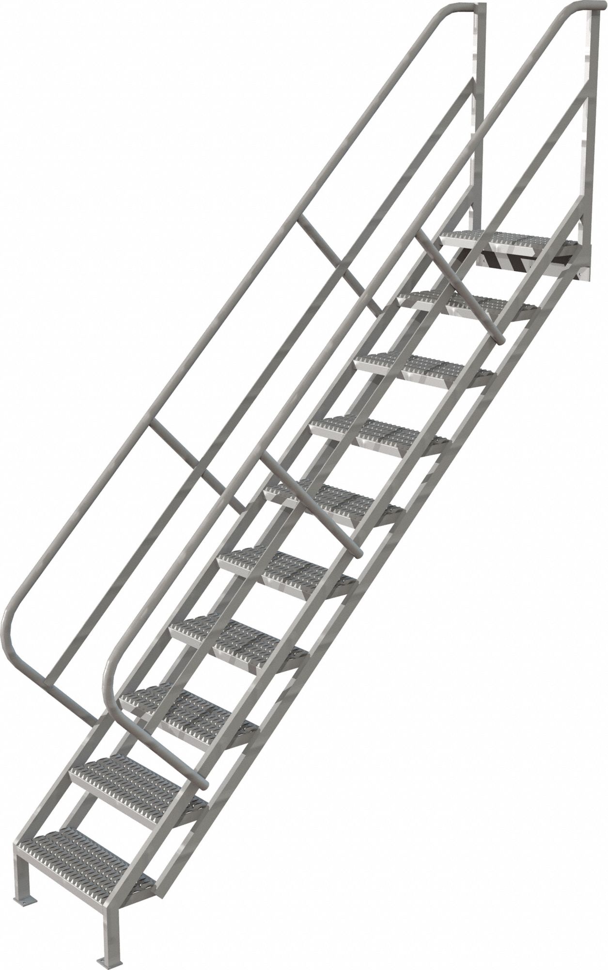Portable Stairs: 11.1 ft Overall Ht, Steel, 450 lb Load Capacity - Max, Perforated, 10 Steps