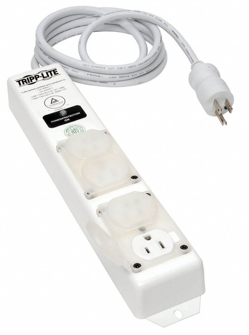 TRIPP LITE Surge Protector Outlet Strip: 4 Outlets, Hospital Grade NEMA ...