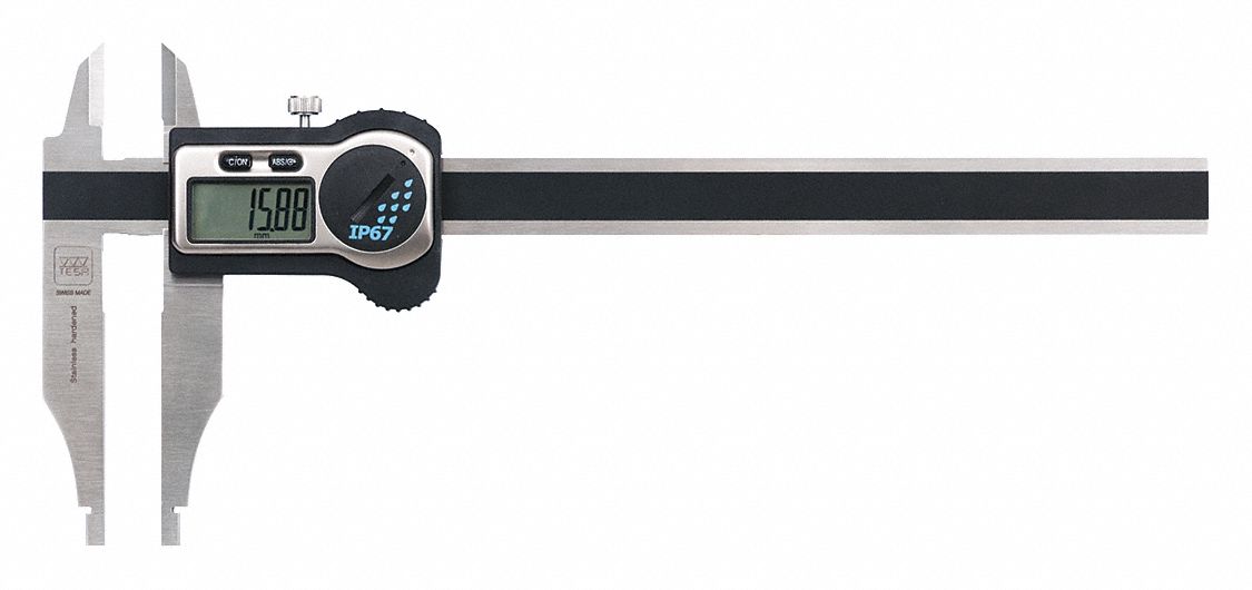 Nib/Knife Edge Jaw Digital Caliper: 0 in to 10 in /0 mm to 250 mm, IP67