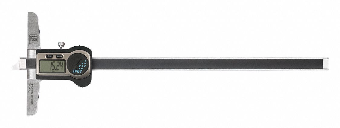 Digital Depth Gauge: 0 in to 12 in /0 mm to 300 mm, IP67, +/- 30 µm Accuracy