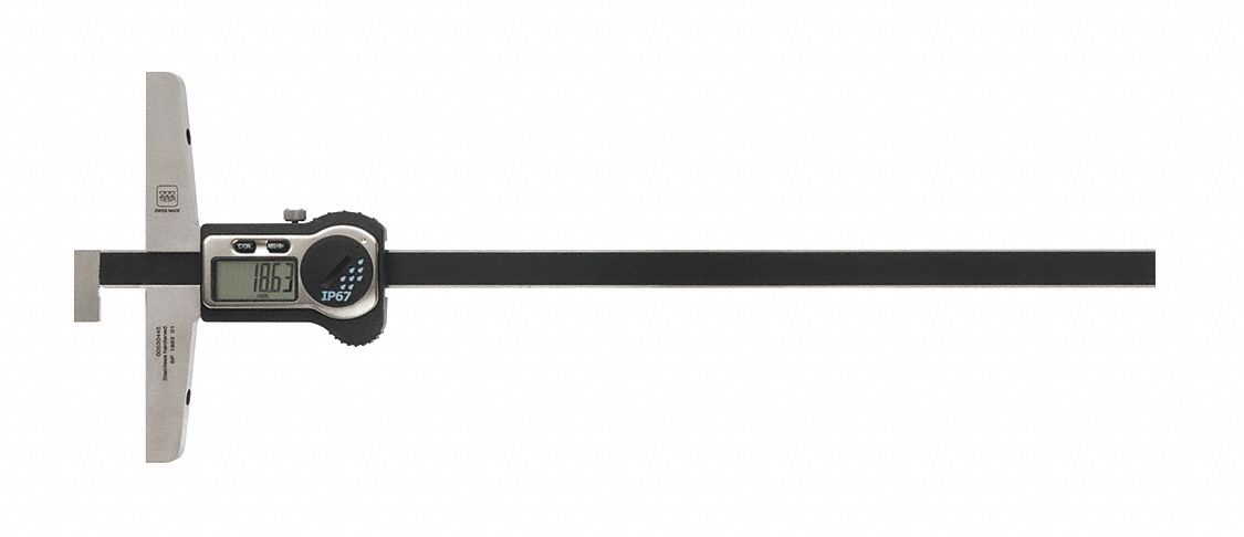 Digital Depth Gauge: 0 in to 12 in /0 mm to 300 mm, IP67, +/- 30 µm Accuracy
