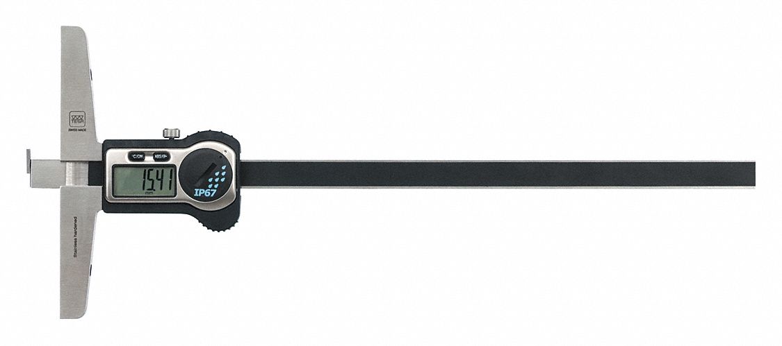 Digital Depth Gauge: 0 in to 14 in /0 mm to 350 mm, IP67, +/- 30 µm Accuracy
