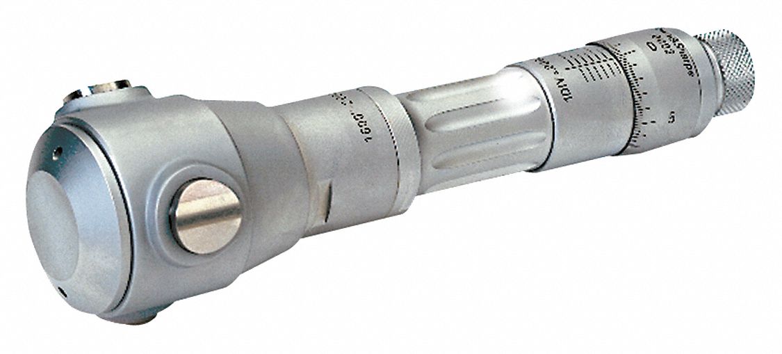 Mechanical 3-Point Inside Micrometer: 1.6 in to 2 in, 1 Micrometers
