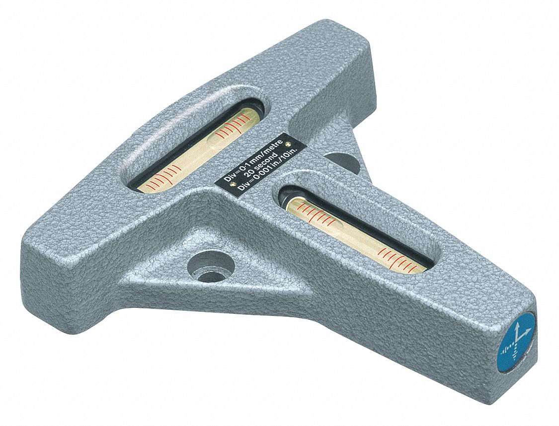 Master Level: Cast Iron, 2 9/16 in Lg, 1 Level Vials, 0 Plumb Vials, 0.1 mm/m