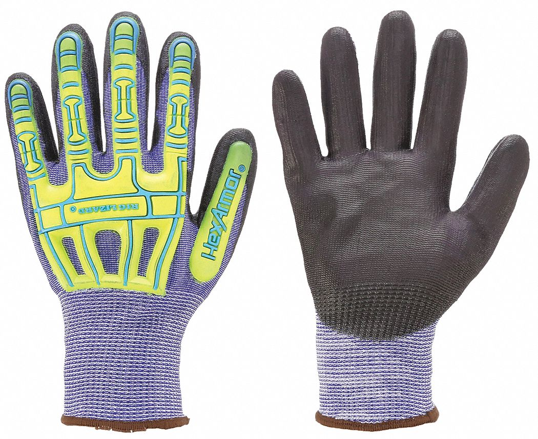 COATED GLOVES, 2XS (5), ANSI CUT LEVEL A6 ANSI IMPACT LEVEL 2, KNIT CUFF