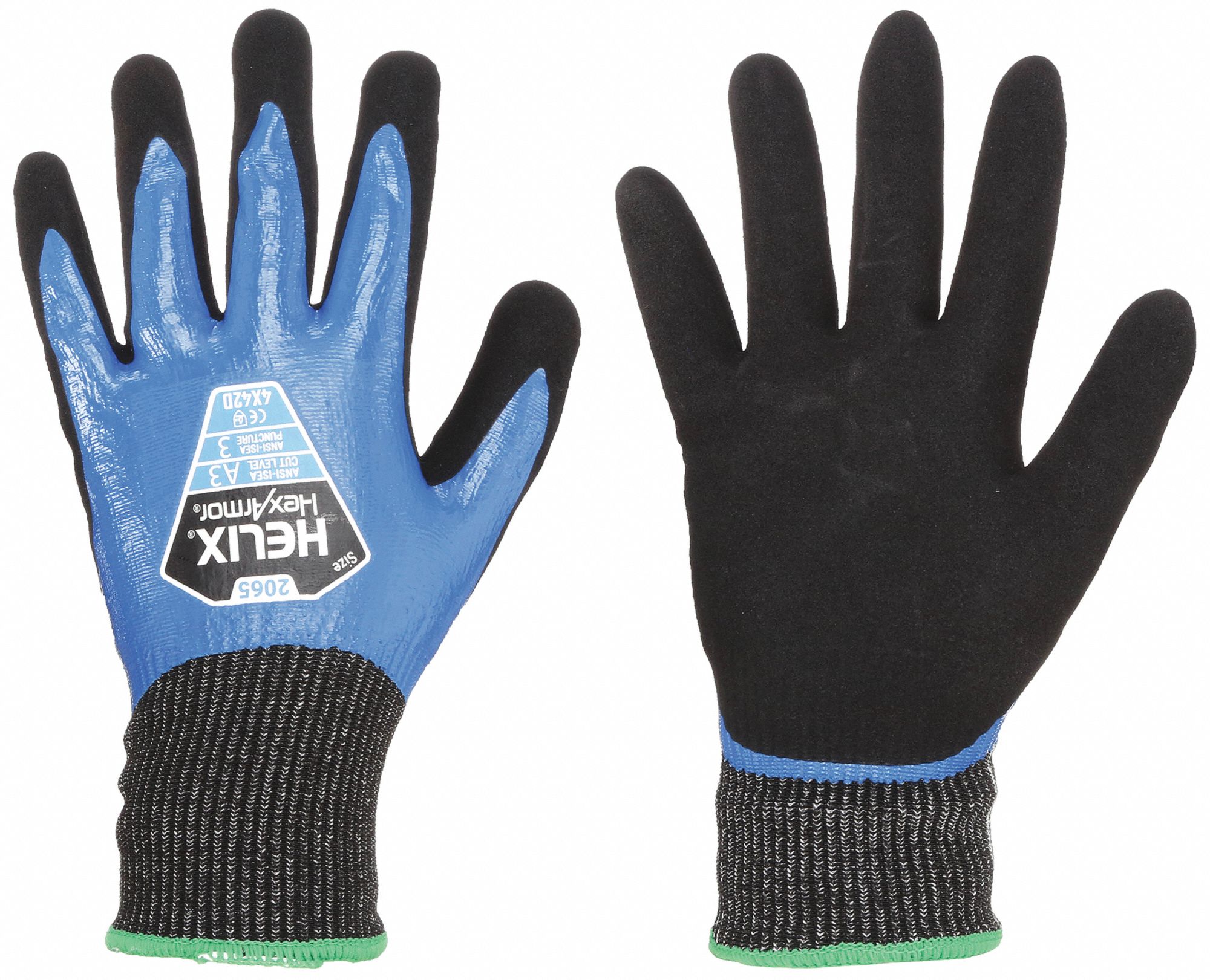 COATED GLOVES, L (9), ANSI CUT LEVEL A3 DOUBLE DIPPED, NITRILE, NITRILE
