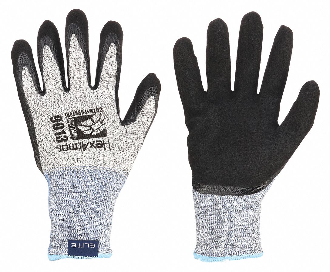 COATED GLOVES, 2XL (11), ANSI CUT LEVEL A8, DIPPED PALM, NITRILE, SANDY, GREY