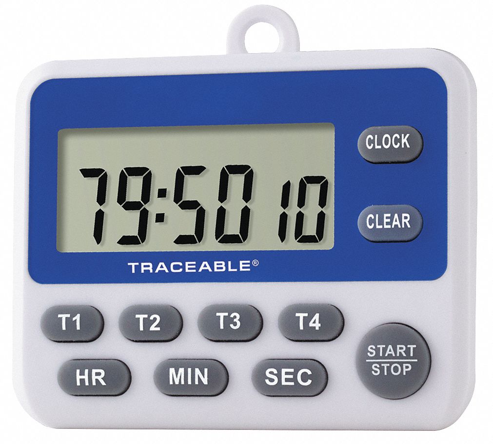 TRACEABLE Digital Timer, 23/8" H, 23/4" W, LCD 54XG385001 Grainger