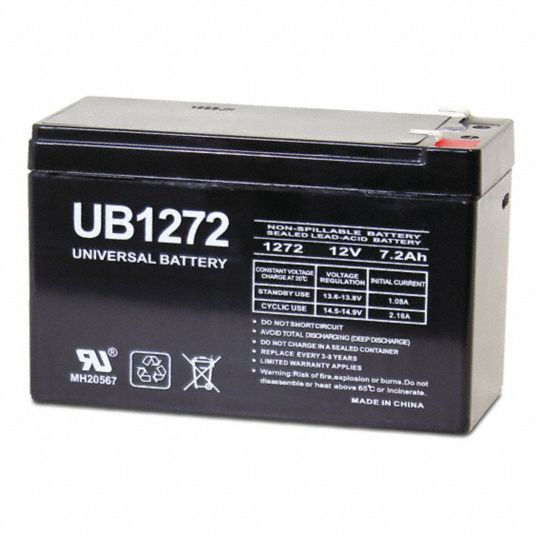 UPG Ub1272 12-Volt 7.2 Ah F1 Terminal Sealed Lead Acid (SLA) AGM Rechargeable Battery