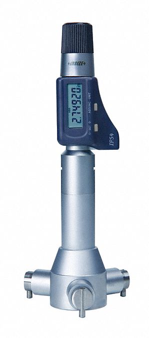 Digital 3-Point Inside Micrometer: 2 in to 2.8 in /51 mm to 71 mm, IP54, Cabled