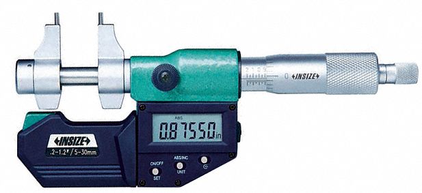 Digital Caliper-Jaw Inside Micrometer: 1 in to 2 in /25 mm to 50 mm, +/- 0.00024 in Accuracy