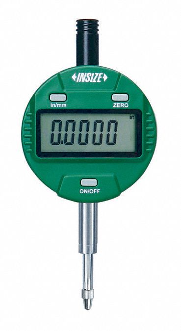 Digital Indicator: 0 in to 0.5 in /0 mm to 12.7 mm, Inch/Metric, 0.005mm Accuracy, Plunger