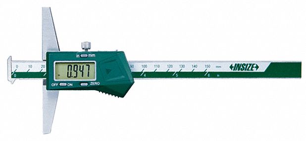 Blade-Style Digital Depth Gauge: 0 in to 6 in /0 mm to 150 mm, +/-0.0012 in Accuracy