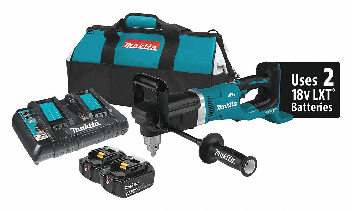 MAKITA Cordless Right Angle Drill Kit, Cordless, 1/2 in Chuck Size