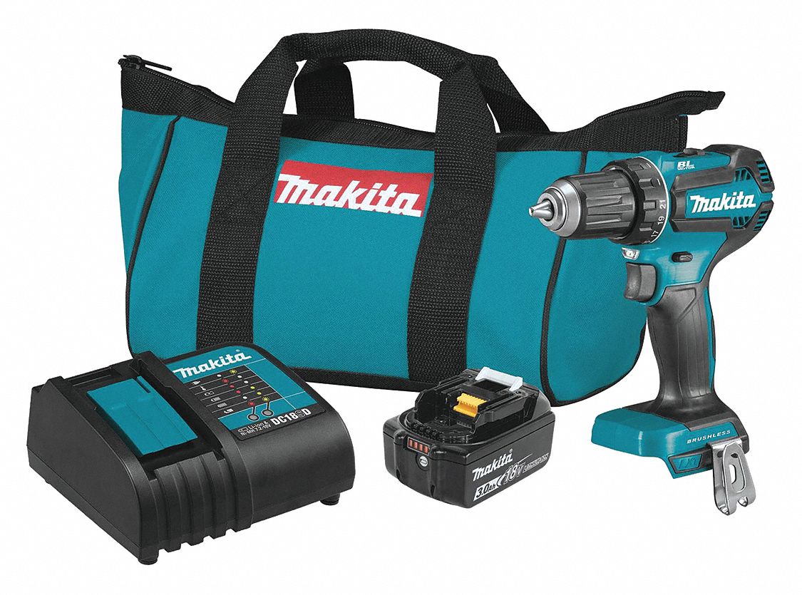 Drill Kit: LXT®, Subcompact Premium, 1/2 in Chuck, 1, 900 RPM Max., Brushless, (1) 3.0 Ah
